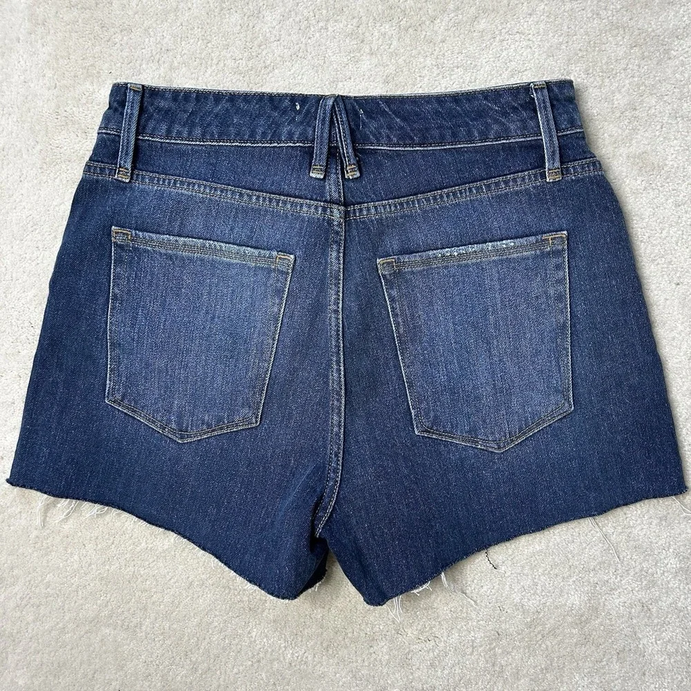Good American Classic Jean Shorts Women's 6/28 Blue Denim Cutoff Stretch